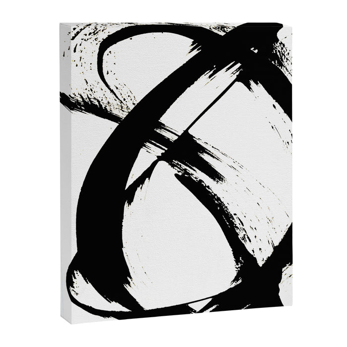 Brushstroke 7: a minimal, abstract, black and white piece Canvas Print Gallery Image 1