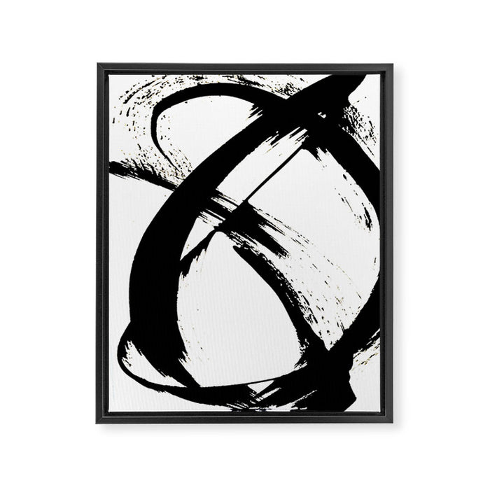 Brushstroke 7: a minimal, abstract, black and white piece Framed Canvas Print Gallery Image 1