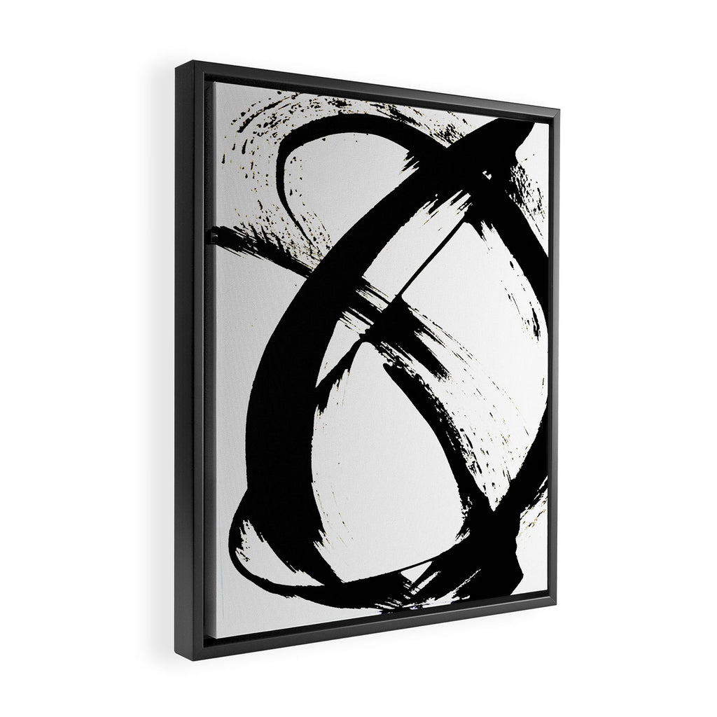 Brushstroke 7: a minimal, abstract, black and white piece Framed Canvas Print Gallery Image 2