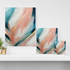 Celestial [3]: a minimal abstract mixed-media piece in Pink, Blue, and gold by Alyssa Hamilton Art Canvas Print Gallery Image 3