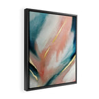 Celestial [3]: a minimal abstract mixed-media piece in Pink, Blue, and gold by Alyssa Hamilton Art Framed Canvas Print Gallery Image 2