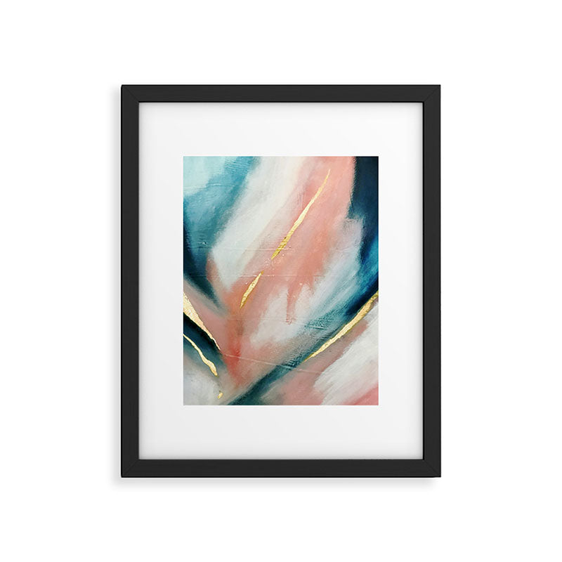 Celestial [3]: a minimal abstract mixed-media piece in Pink, Blue, and gold by Alyssa Hamilton Art Framed Art Print Gallery Image 4