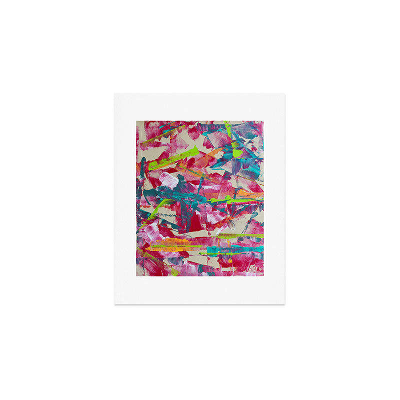 Confetti: A colorful abstract design in neon pink, neon green, and neon blue Art Print Gallery Image 1