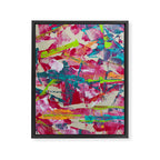 Confetti: A colorful abstract design in neon pink, neon green, and neon blue Framed Canvas Print Gallery Image 6