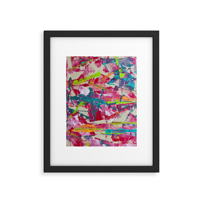 Confetti: A colorful abstract design in neon pink, neon green, and neon blue Framed Art Print Gallery Image 5