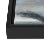 Dawn: a minimal abstract acrylic piece in pink, blues, yellow, and white Framed Canvas Print Gallery Image 3