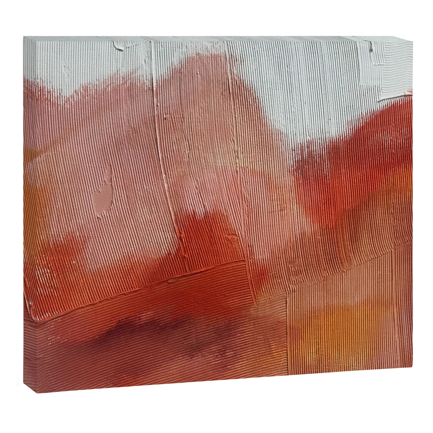 Desert Journey [2]: a textured, abstract piece in pinks, reds, and white by Alyssa Hamilton Art Canvas Print Gallery Image 3
