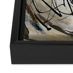 Drift [5]: a neutral abstract mixed media piece in black, white, gray, brown Framed Canvas Print Gallery Image 3