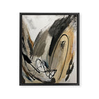 Drift [5]: a neutral abstract mixed media piece in black, white, gray, brown Framed Canvas Print Gallery Image 6