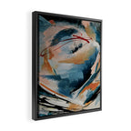 Drift 6: a bold mixed media piece in blues, brown, pink and red Framed Canvas Print Gallery Image 2