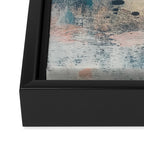 Embrace: a minimal, abstract mixed-media piece in blues and gold with a hint of pink Framed Canvas Print Gallery Image 3