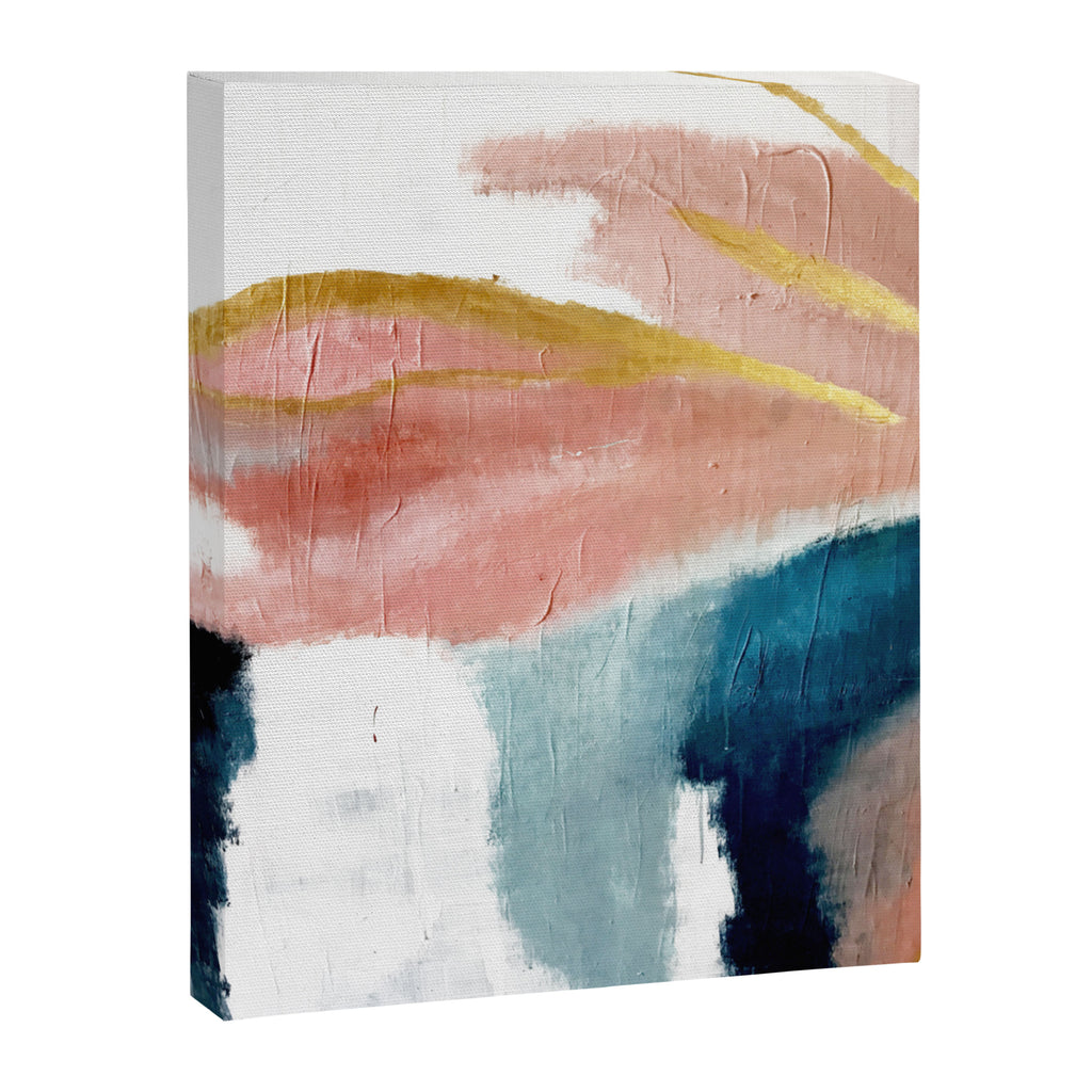 Exhale: a pretty, minimal, acrylic piece in pinks, blues, and gold Canvas Print Gallery Image 8