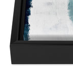 Exhale: a pretty, minimal, acrylic piece in pinks, blues, and gold Framed Canvas Print Gallery Image 3
