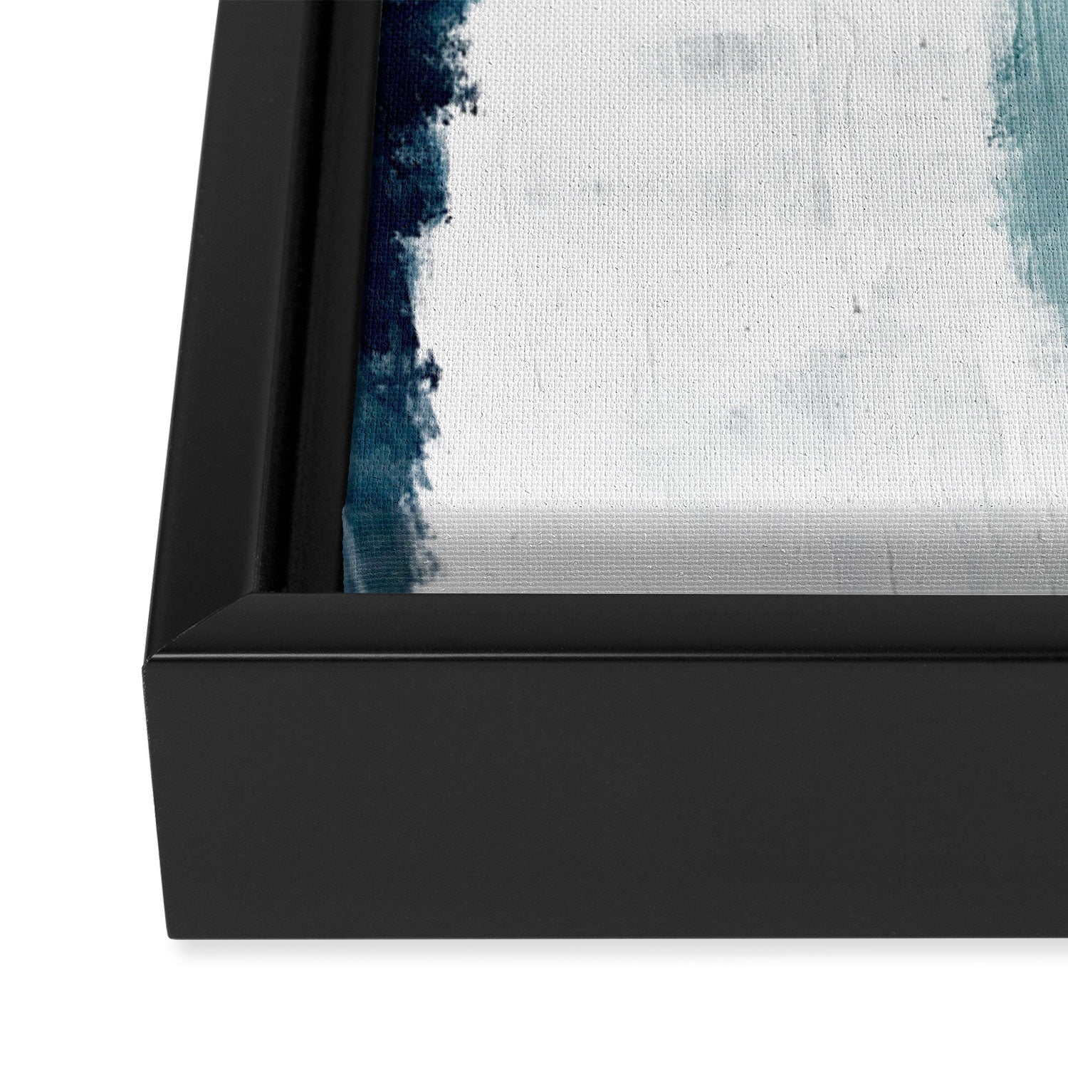 Exhale: a pretty, minimal, acrylic piece in pinks, blues, and gold Framed Canvas Print Gallery Image 3