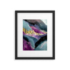 Gemini: a vibrant, colorful abstract piece in gold, purple, blue, black, and white Framed Art Print Gallery Image 5