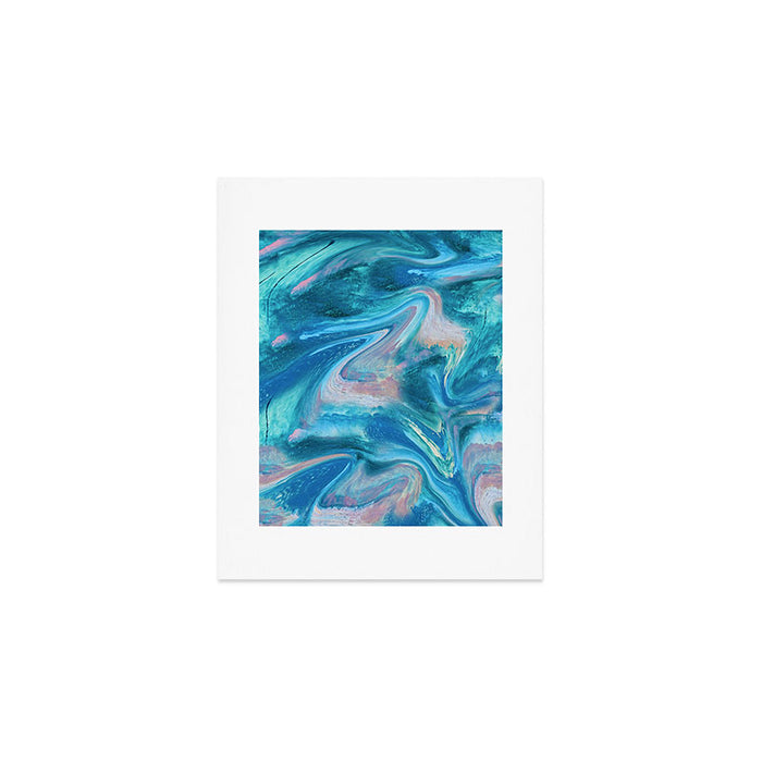 Gemstone [1]: a melted abstract watercolor design in blue pink and green by Alyssa Hamilton Art  Art Print Gallery Image 1