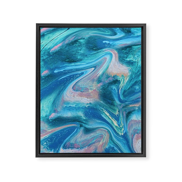 Gemstone [1]: a melted abstract watercolor design in blue pink and green by Alyssa Hamilton Art  Framed Canvas Print Gallery Image 1