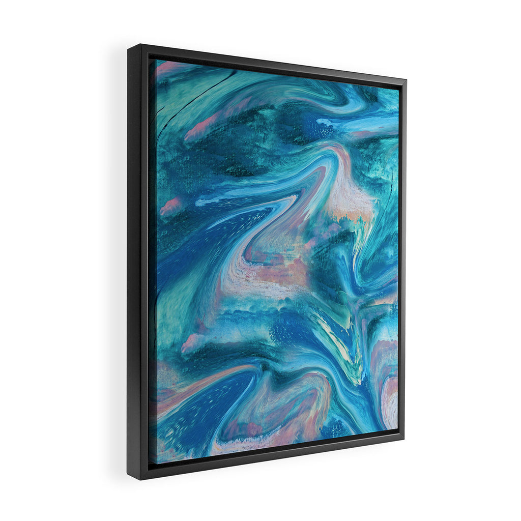 Gemstone [1]: a melted abstract watercolor design in blue pink and green by Alyssa Hamilton Art  Framed Canvas Print Gallery Image 2
