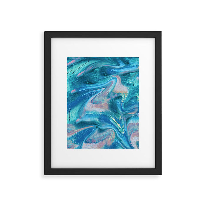 Gemstone [1]: a melted abstract watercolor design in blue pink and green by Alyssa Hamilton Art  Framed Art Print Gallery Image 1