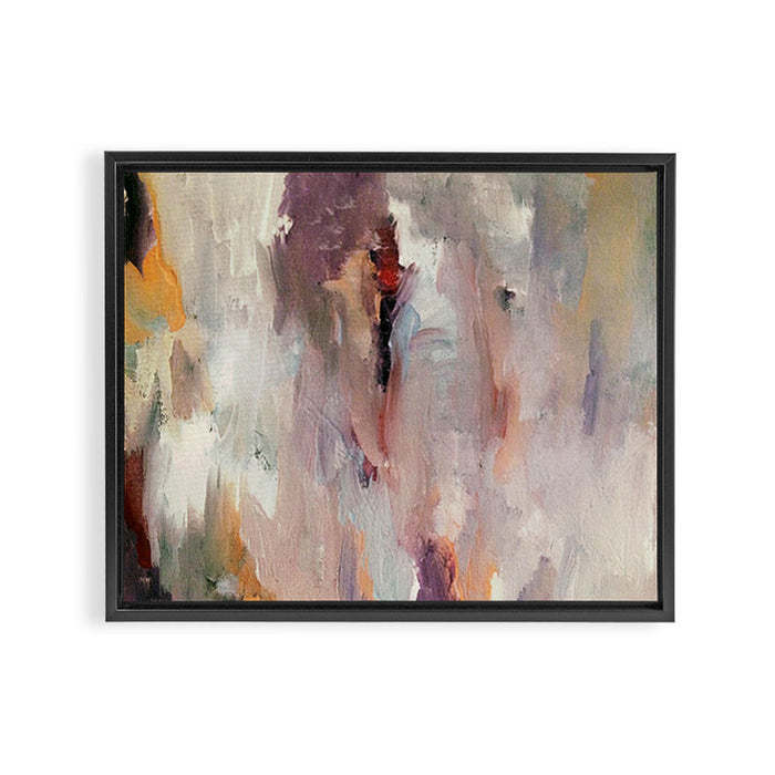 Gentle Beauty [2] - an elegant acrylic piece in deep purple, red, gold, and white Framed Canvas Print Gallery Image 1