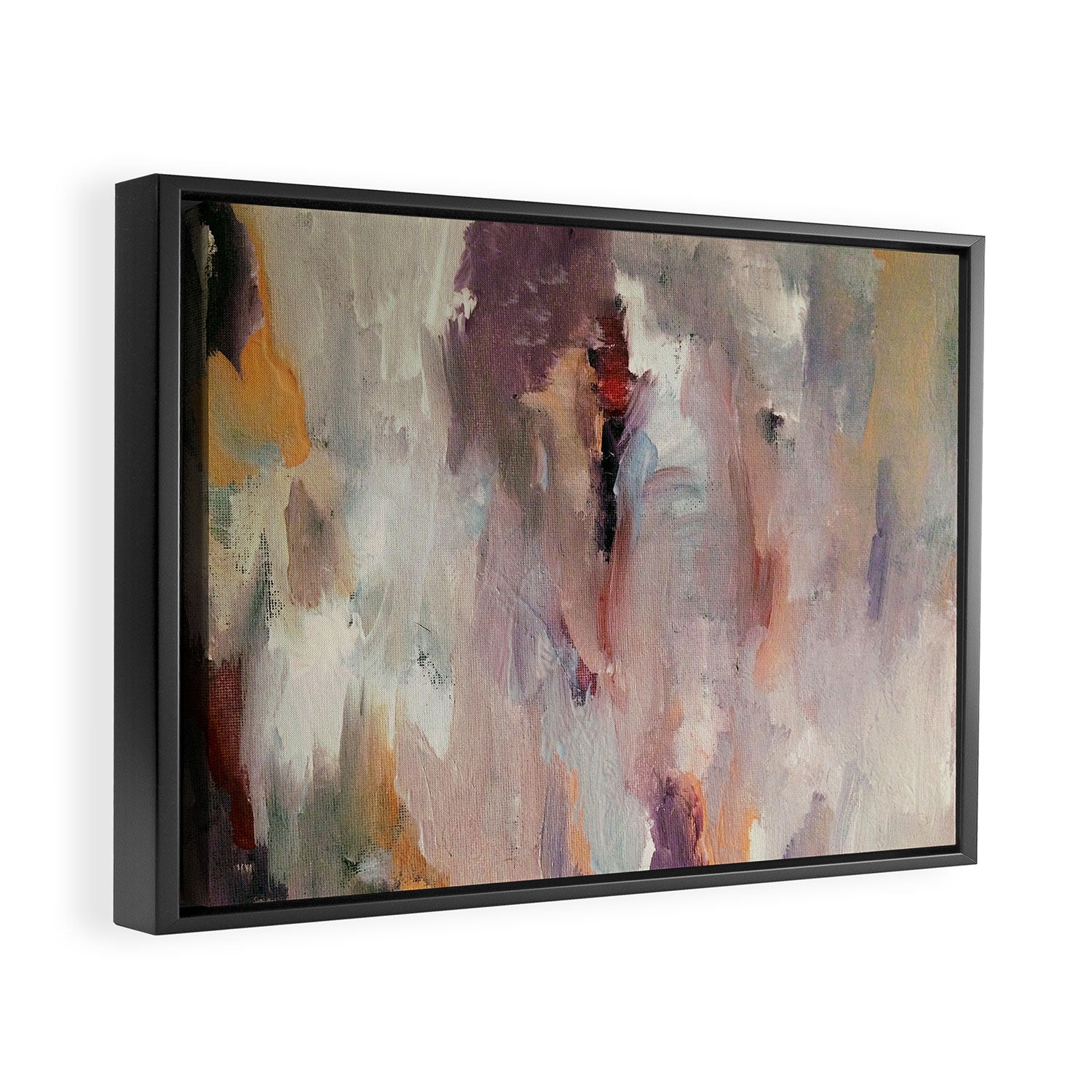 Gentle Beauty [2] - an elegant acrylic piece in deep purple, red, gold, and white Framed Canvas Print Gallery Image 2