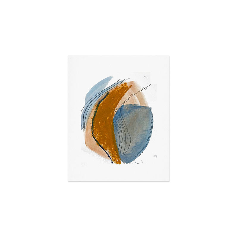 Gentle Breeze: a minimal, abstract mixed-media piece in blues and tans by Alyssa Hamilton Art Art Print Gallery Image 1