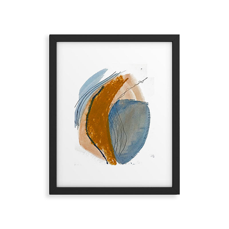 Gentle Breeze: a minimal, abstract mixed-media piece in blues and tans by Alyssa Hamilton Art Framed Art Print Gallery Image 5
