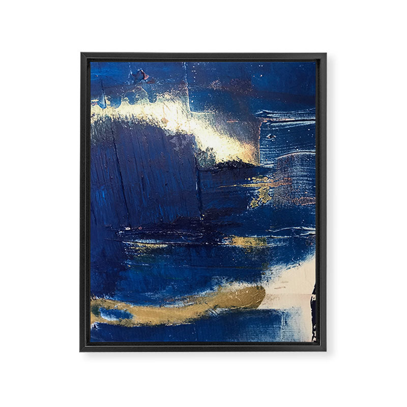 Halo [2]: a minimal, abstract mixed-media piece in blue and gold by Alyssa Hamilton Art Framed Canvas Print Gallery Image 6
