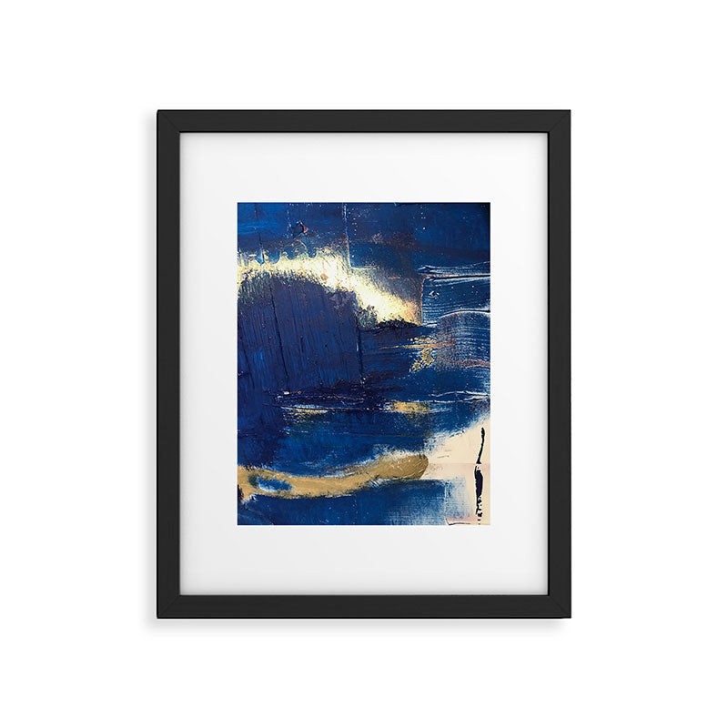Halo [2]: a minimal, abstract mixed-media piece in blue and gold by Alyssa Hamilton Art Framed Art Print Gallery Image 5