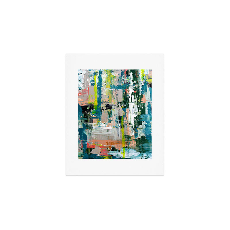 Imagine: A bright abstract painting in green, pink, and neon yellow by Alyssa Hamilton Art Art Print Gallery Image 1