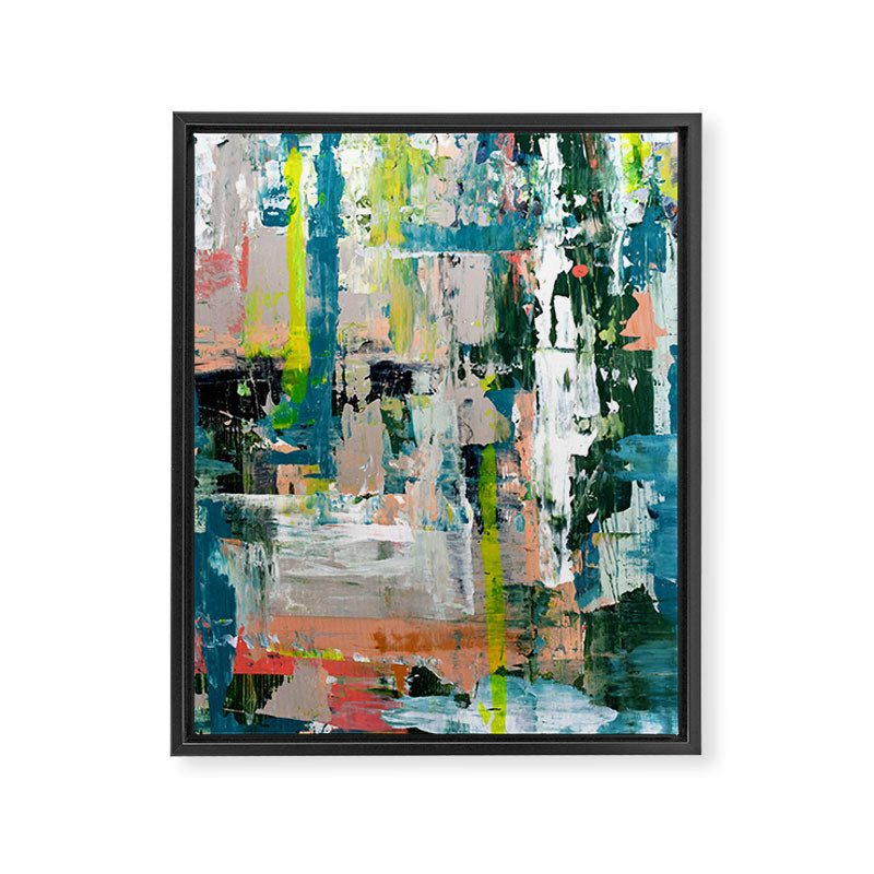 Imagine: A bright abstract painting in green, pink, and neon yellow by Alyssa Hamilton Art Framed Canvas Print Gallery Image 6