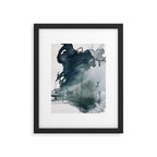 Lakeside: a minimal, abstract, watercolor and ink piece in shades of blue and green Framed Art Print Gallery Image 5