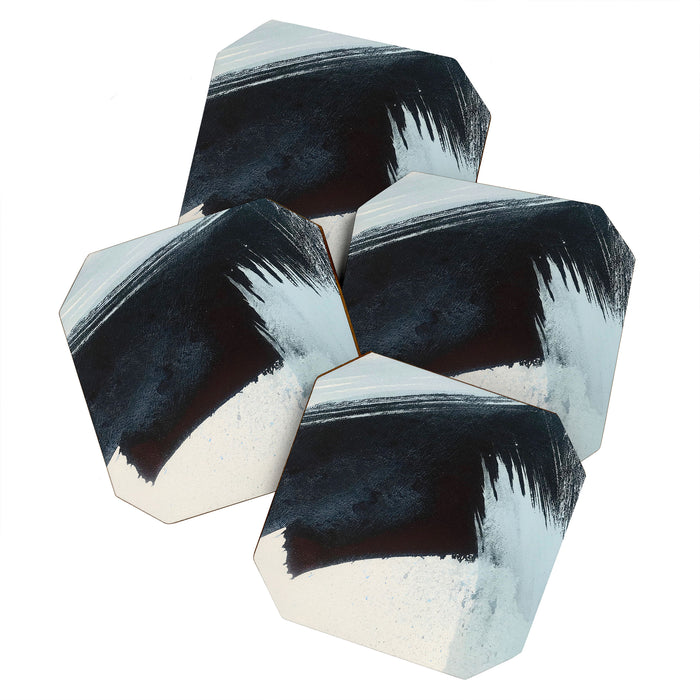 Like A Gentle Hurricane [2]: a minimal, abstract piece in blues and white by Alyssa Hamilton Art Coaster Gallery Image 1