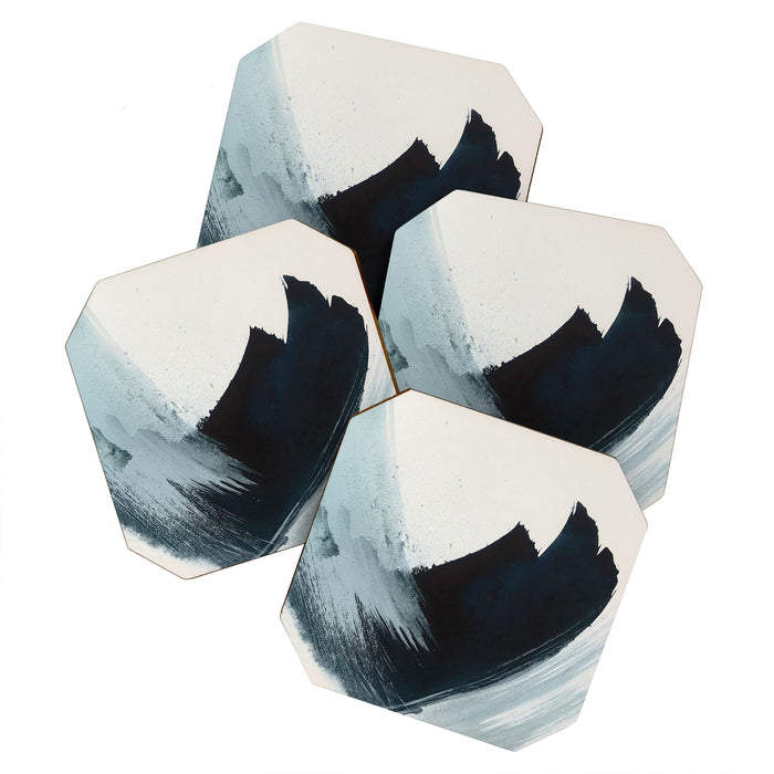 Like A Gentle Hurricane: a minimal, abstract piece in blues and white by Alyssa Hamilton Art Coaster Gallery Image 1