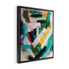 Livin' Easy - a bright abstract piece in blues, greens, yellow and red Framed Canvas Print Gallery Image 2
