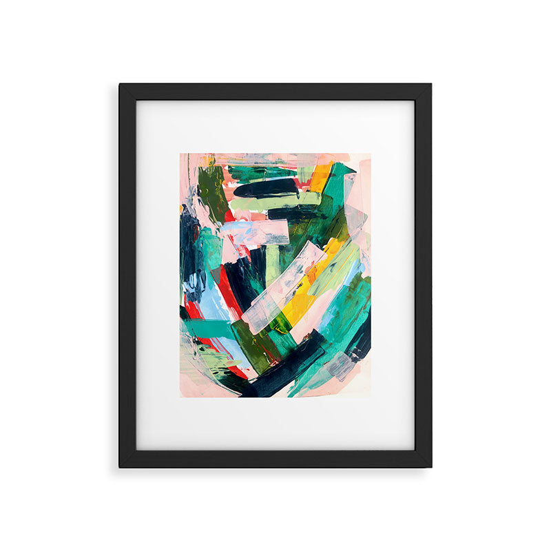 Livin' Easy - a bright abstract piece in blues, greens, yellow and red Framed Art Print Gallery Image 5