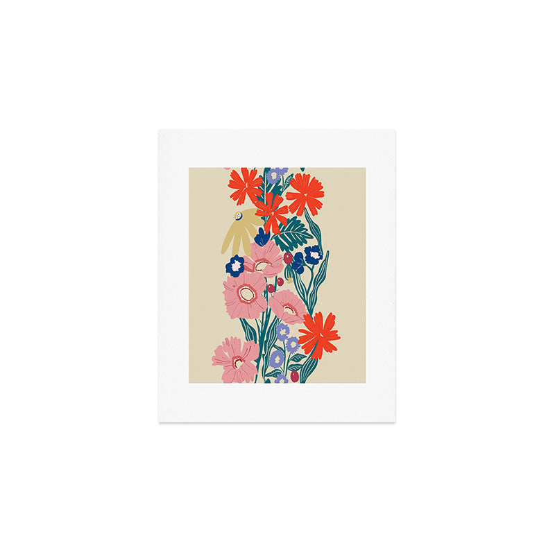 Minimalist Vibrant Wildflower Close Up - Modern Botanical Art with Bold Colors Art Print Gallery Image 1