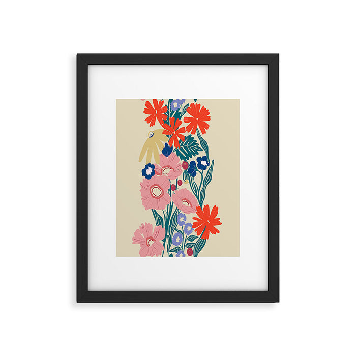 Minimalist Vibrant Wildflower Close Up - Modern Botanical Art with Bold Colors Framed Art Print Gallery Image 1