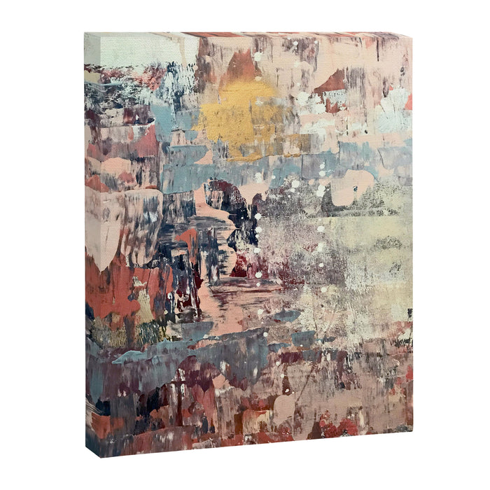 Mirage [1]: a vibrant abstract piece in pinks blues and gold by Alyssa Hamilton Art Canvas Print Gallery Image 1