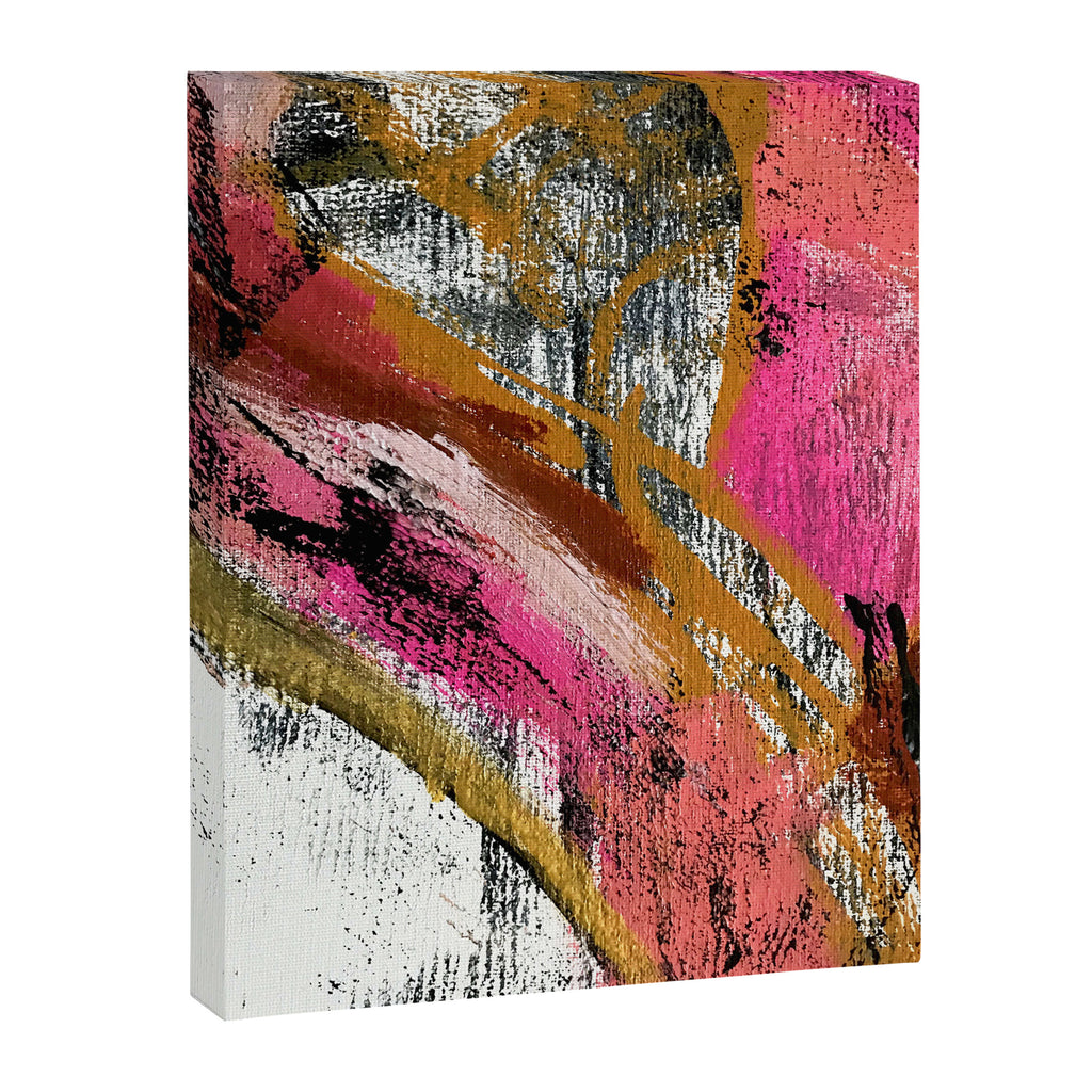 Motivation [3] : a colorful, vibrant abstract piece in pink red, gold, black and white Canvas Print Gallery Image 6