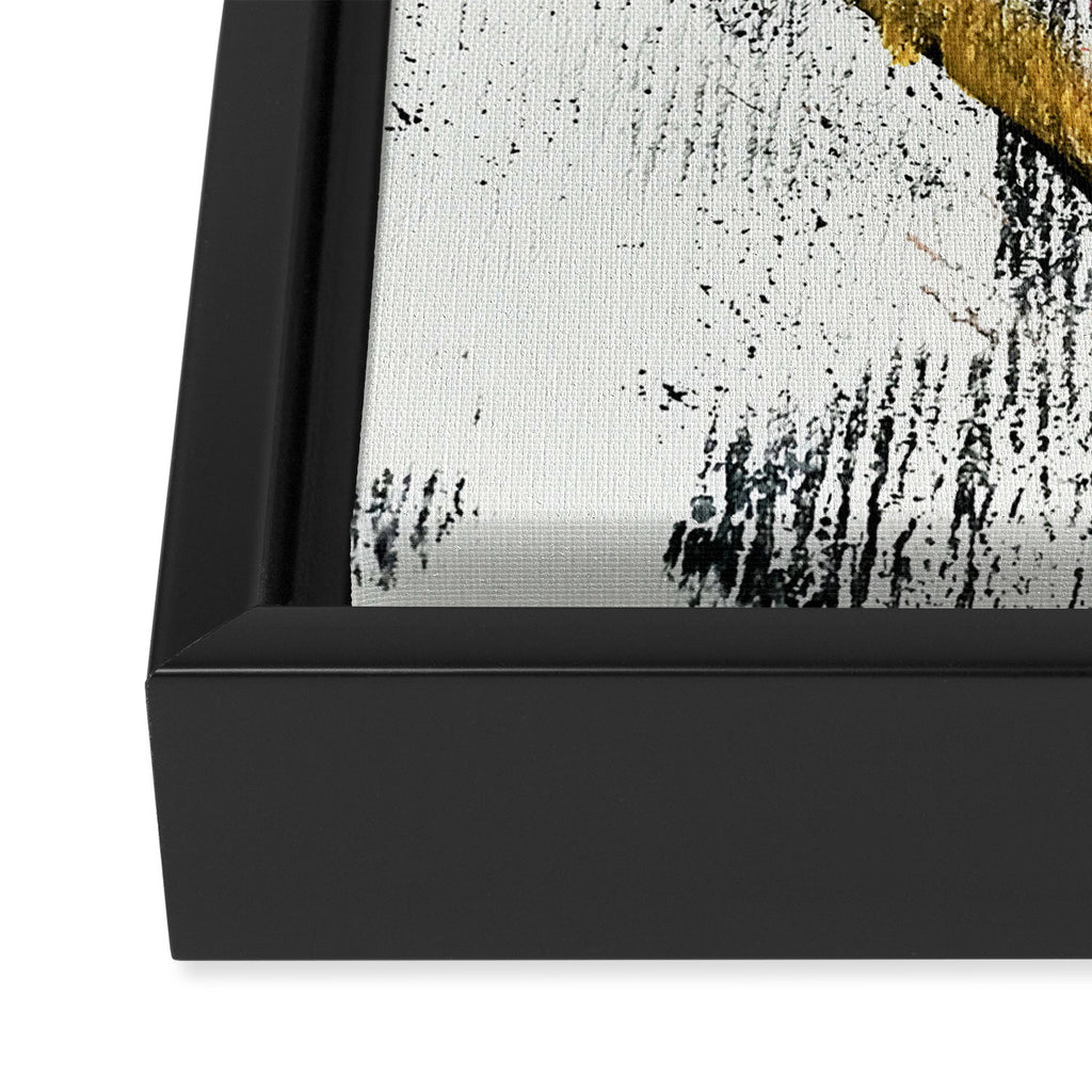 Motivation [3] : a colorful, vibrant abstract piece in pink red, gold, black and white Framed Canvas Print Gallery Image 3
