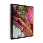 Motivation [3] : a colorful, vibrant abstract piece in pink red, gold, black and white Framed Canvas Print Gallery Image 2