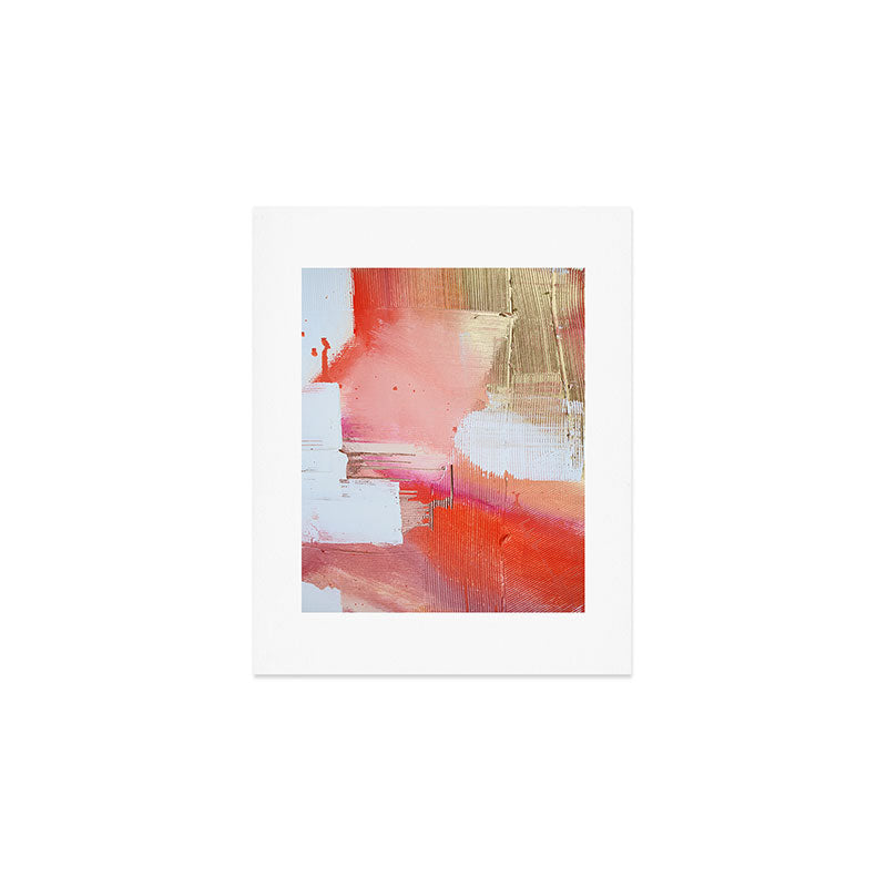 Moving Mountains: a minimal, abstract piece in reds and gold by Alyssa Hamilton Art Art Print Gallery Image 1
