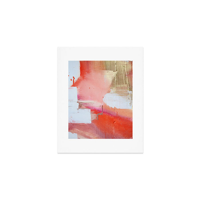 Moving Mountains: a minimal, abstract piece in reds and gold by Alyssa Hamilton Art Art Print Gallery Image 1