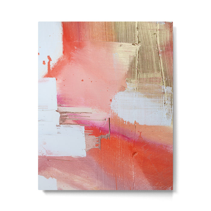 Moving Mountains: a minimal, abstract piece in reds and gold by Alyssa Hamilton Art Metal Print Gallery Image 1