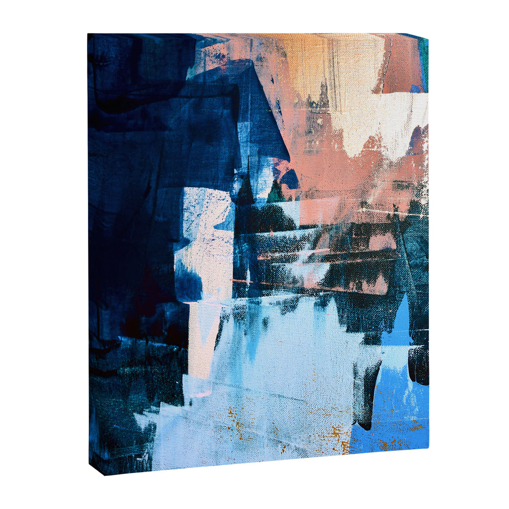 On the Dock: a pretty abstract design in blues and pinks by Alyssa Hamilton Art Canvas Print Gallery Image 6
