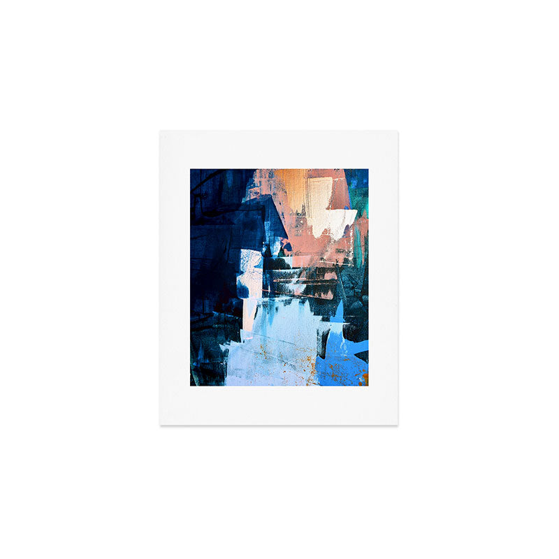 On the Dock: a pretty abstract design in blues and pinks by Alyssa Hamilton Art Art Print Gallery Image 1