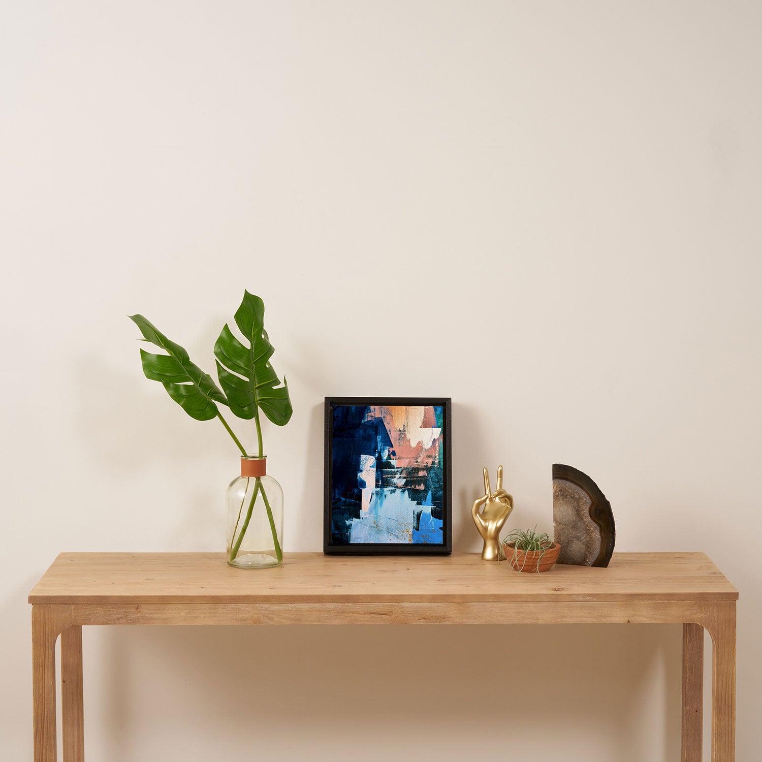 On the Dock: a pretty abstract design in blues and pinks by Alyssa Hamilton Art Framed Canvas Print Gallery Image 4