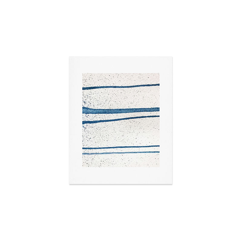 Parallel Universe [horizontal]: a pretty, minimal, abstract piece in lines of vibrant blue and white Art Print Gallery Image 1
