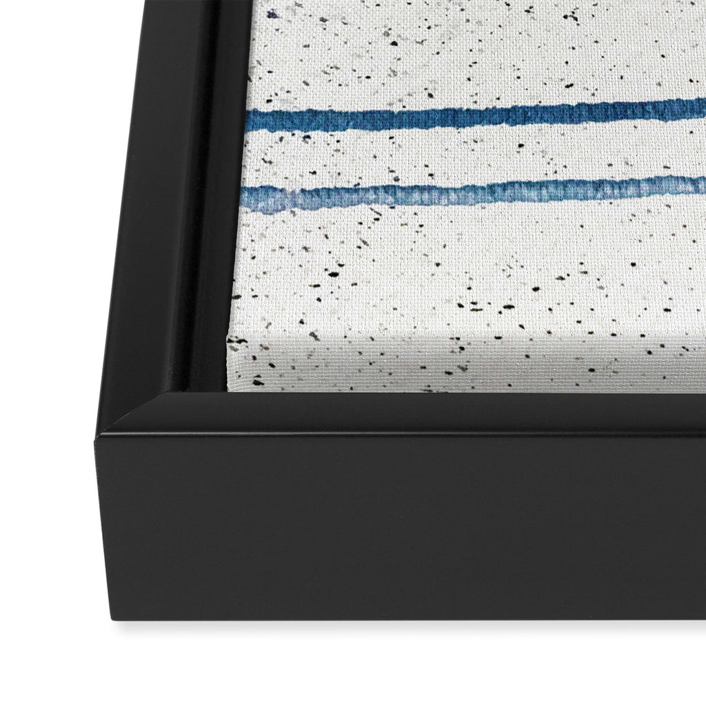 Parallel Universe [horizontal]: a pretty, minimal, abstract piece in lines of vibrant blue and white Framed Canvas Print Gallery Image 3